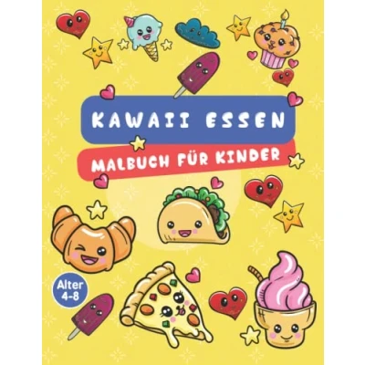 Abbildung von Kawaii Essen Malbuch für Kinder: Niedlich und Spaß Kinder über 35 liebenswert entspannend einfach Getränke Malvorlagen