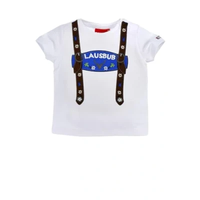 Abbildung von Alpenglück Halbarm &#039;LAUSBUB&#039; Tshirt print für Kinder, Größe: 74, Weiss