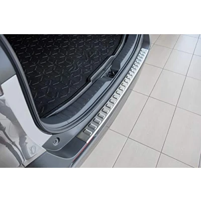Abbildung von teileplus24 L661 Ladekantenschutz V2A Edelstahl kompatibel mit Toyota RAV4 5 XA5 2019 Abkantung, Farbe:Silber gebürstet