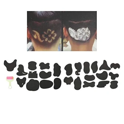 Abbildung von Haar Gravur Muster Vorlage, 25 Teile DIY Augenbrauen Tattoovorlage Werkzeug, Haarschneider Zubehör zum Styling für Erwachsene und Kinder geschnitzt Färben