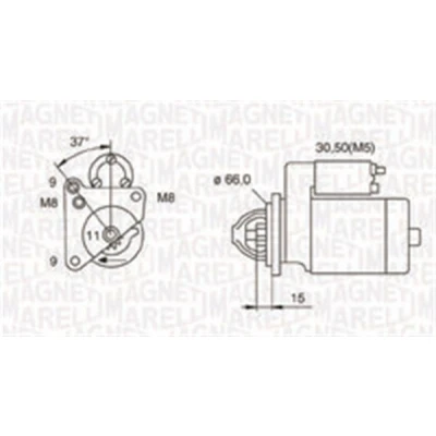 Abbildung von MAGNETI MARELLI 063721260010 Anlasser 12 1,3 11 PEUGEOT: 206 Schrägheck, 307 SW, CITROËN: C2 C3 I Schrägheck