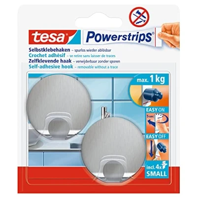 Abbildung von 6 x Tesa Klebehaken Powerstrips S Edelstahl Rund VE=2 Stück