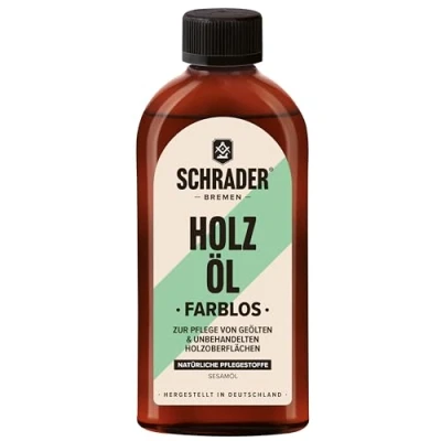 Abbildung von Schrader Holzöl Pflegeöl Farblos 250ml , für geölten oder noch unbehandelten Holzoberflächen Made in Germany