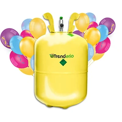 Abbildung von Trendario Ballongas, Helium für bis zu 50 Luftballons, Einwegflasche mit Heliumgas, Gasflasche Füllventil Heliumballons
