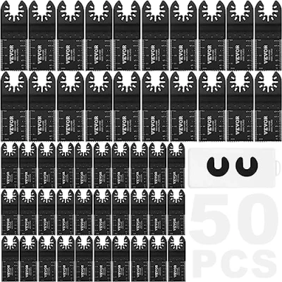 Abbildung von VEVOR 50x Sägeblatt Multifunktionswerkzeug 9x3,4cm Oszillierwerkzeug Hochkohlenstoffstahl (HCS) Schnellwechselschnittstelle kompatibel mit 95 % der auf dem Markt erhältlichen oszillierenden Werkzeuge