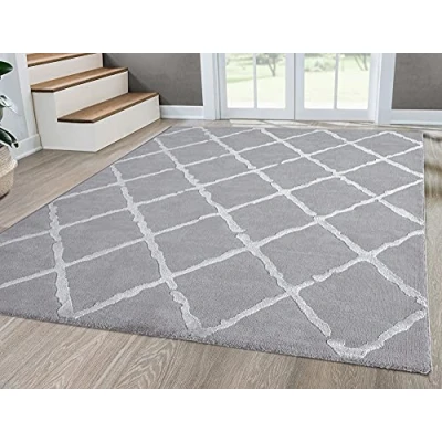 Abbildung von Mia&#039;s Teppiche Anna Wohnzimmer Teppich, Kurzflor, 080x300 cm, Raute Grau