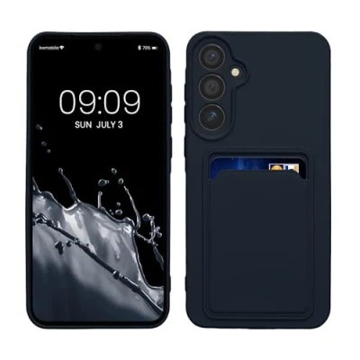 Abbildung von kwmobile Handyhülle kompatibel mit Samsung Galaxy A55 5G Hülle Handy Cover Fach für Karten in Dunkelblau