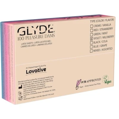 Abbildung von Oral Dams Lila Latex Schutztücher mit Waldbeeraroma (100 Tücher) 100 St