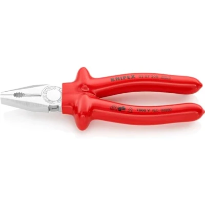 Abbildung von KNIPEX Kombizange tauchisoliert, VDE geprüft verchromt 200 mm 03 07