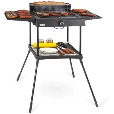 Abbildung von Stagecaptain Elektrogrill EBBQ 2000, 2000 W, 3in1 Grill Tischgrill, Standgrill mit Grillrost und Grillplatte