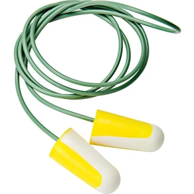 Abbildung von Honeywell 1000107 Howard Leight Bilsom 304 Schnurstöpsel, Einweg Ohrstöpsel, kleine Größe, gelb/weiß, Kugelform, SNR 33 dB (Packung mit 100 Paar)