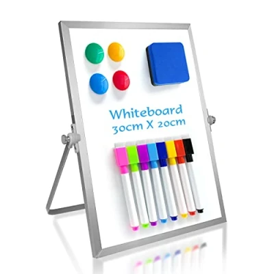 Abbildung von OWill Whiteboard Magnetisch,30 x 20 cm magnettafel kinder,whiteboard klein mit ständer,schreibtafel abwischbar mini whiteboard,tragbare doppelseitige white board,für Schule &amp; Haus und Büro