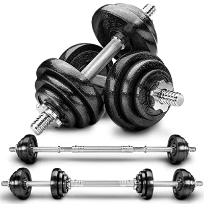Abbildung von RE:SPORT 2 in 1 Hanteln Set 20 kg Hantelset Gusseisen verstellbar Kurzhantel &amp; Langhantel Sternverschlüsse Verbindungsrohr