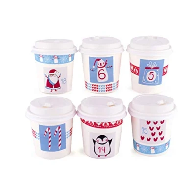 Abbildung von Adventskalender zum Befüllen Cups Blue 24 Geschenkboxen Becher Weihnachten, Weihnachtskalender DIY Bastelset inkl. Adventszahlen Aufkleber und Accessoires von pajoma