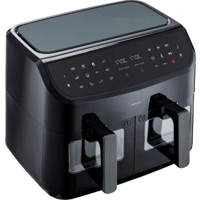 Abbildung von Medion Heißluftfritteuse &quot;MD11760 P20 XXL, 2 separat gesteuerte Garkammern, Touch Display&quot;, 2400 W, 9 Automatikprogramme/je 4,35 l pro Korb, schwarz
