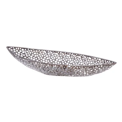 Abbildung von GILDE Schale Deko XL Chico Metall Dekoschale Weihnachten Tischdeko Herbst silber Länge 59 cm