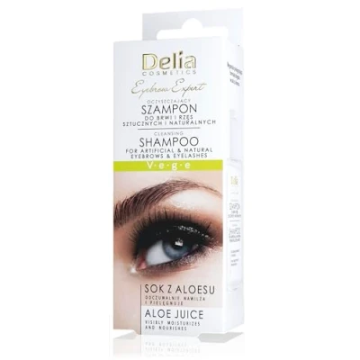 Abbildung von Delia Cosmetics Eyebrow Expert Shampoo für Augenbrauen und Wimpern Natürliche künstliche Vegane Formel Feuchtigkeit Ernährung Vorbereitung Behandlungen 50ml