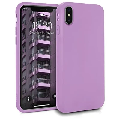 Abbildung von MyGadget Hülle kompatibel mit iPhone XS Max robuste Handyhülle TPU Case Slim Silikonhülle Back Cover Kratzfest Schutzhülle matt Lila [ hell ]
