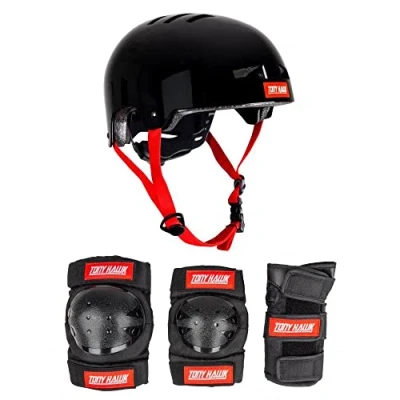 Abbildung von TONY HAWK Fahrradhelm Protective Set black, aus 1 Helm, 2 Knieschonern, Ellenbogenschonern, Wristguards