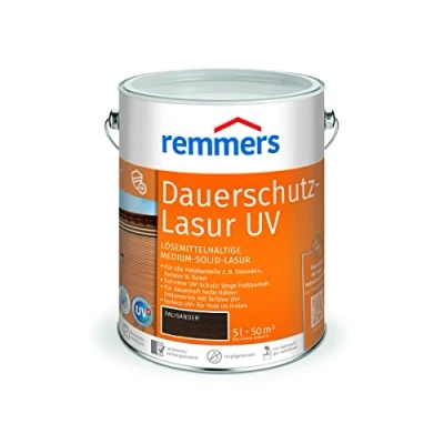 Abbildung von Remmers Dauerschutz Lasur UV palisander, 5 Liter, Dekorative Medium Solid für Außen, auch helle Farbtöne und farblos UV+, wetterbeständig