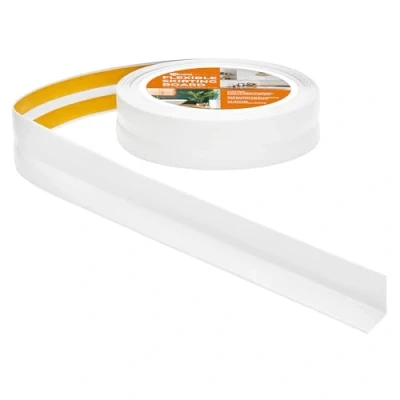 Abbildung von Quest Weichsockelleiste Selbstklebend 30 mm x Knickleiste, Abschlussleiste für Küche, Badezimmer Dichtungsband PVC, Flexibel, Wasserdicht, Dekorativ 10 Meter, Weiß