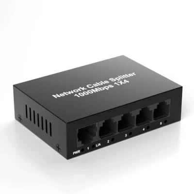 Abbildung von RJ45 LAN Splitter 1 auf 4, 1000Mbit/s Internet Ethernet Switch für Cat 5/5e/6/7/8, Verteiler Hub Network 4 Ports Gigabit Unterstützung Geräte teilen das gleichzeitig