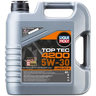 Abbildung von Liqui Moly Top Tec 4200 5W 30 4l Motoröl 3715 VOLKSWAGEN: Touran I, Passat B6 Variant, Golf 6 AUDI: A4 Limousine, B7 Limousine