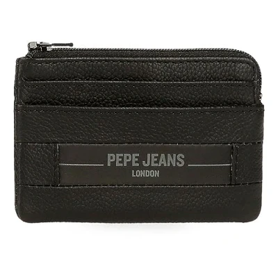 Abbildung von Pepe Jeans Checkbox geldbörse Schwarz 11x7x1,5cm Leder, Schwarz, Talla única,