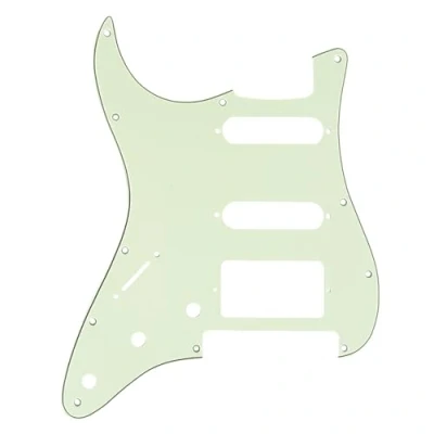 Abbildung von Musiclily Pro 11 Löcher HSS Strat Pickguard Schlagbrett für Linkshänder Fender American/Mexican Standard Stratocaster Modern Style E Gitarre mit Floyd Rose Bridge Cut,3 lagig Mint Green