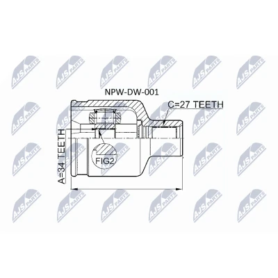 Abbildung von NTY NPW DW 001 Gelenksatz Schaltgetriebe, Automatikgetriebe Vorderachse rechts, getriebeseitig CHEVROLET: Captiva, OPEL: Antara