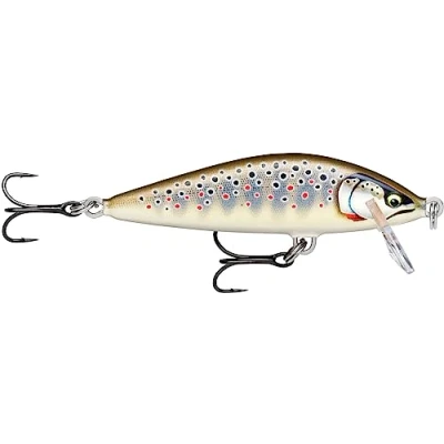 Abbildung von Rapala Angelköder Countdown Elite Angelzubehör aus Balsaholz Süßwasser Spinnköder Sinkend Lauftiefe: 1,2m Größe: 7,5cm / 10g Hergestellt in Estland Gilded Brown Trout