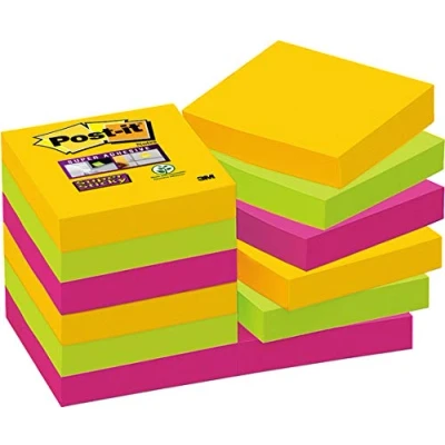 Abbildung von 3M 62212SR, Quadratisch, Grün, Pink, Gelb, Papier, 48 mm, 90 Blätter