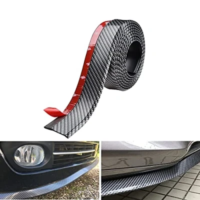 Abbildung von BoYeeBo Universal Stoßstangenschutz, selbstklebend, Auto Splitter, Spoiler, Gummi, Stoßstange, Lippe, 2,5 m (Kohlefaser Schwarz) 250 x 5,5 cm (L B)