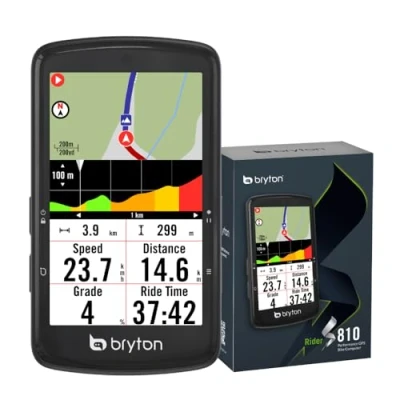 Abbildung von Bryton Rider S810 GPS Fahrradcomputer mit 3,5&quot; Farb Touchscreen, 50 Stunden Akkulaufzeit, Offline Europakarte, Navigation Abbiegehinweisen, wasserdicht, ANT+/BLE Konnektivität