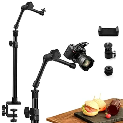 Abbildung von Obeamiu Kamera Tisch Lichtstativ Klemmstativ, 11&#039;&#039; Magic Arm mit 1/4&quot; Schraubgewinde, 39 64,7cm Tischhalterung für Fotografie Streaming Video Aufnahme LED Licht Mikrofon