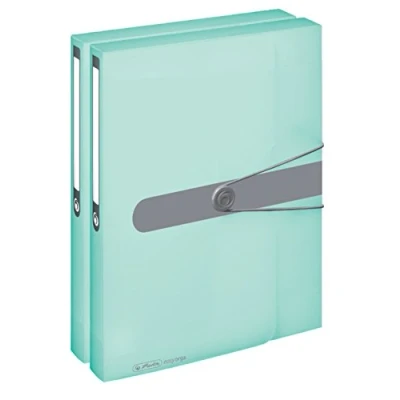 Abbildung von Herlitz Sammelbox, A4, PP Folie, Gummizug mit Verschlussknopf, Pastell transparent (Minze / 2er Pack)