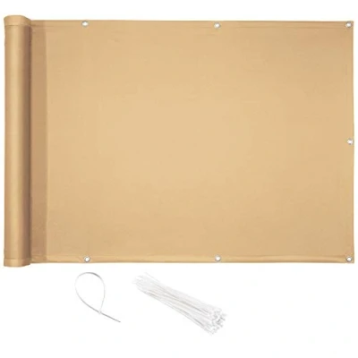 Abbildung von CelinaSun Sichtschutz Balkon 0,9 x 5 m Sand beige PES Balkonbespannung mit Kabelbinder wasserabweisend Balkonumrandung