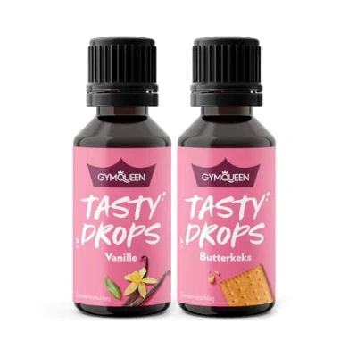 Abbildung von GymQueen Tasty Drops, Vanille &amp; Butterkeks, 2x30ml, Flavour Drops ohne Kalorien