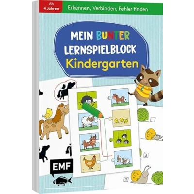 Abbildung von Mein bunter Lernspielblock Kindergarten: Erkennen, Verbinden, Fehler finden: Übungen und Rätsel ab 4 Jahren