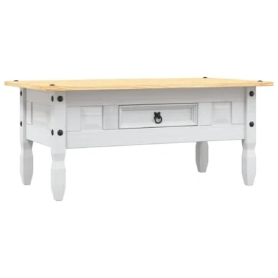 Abbildung von vidaXL Kiefer Couchtisch Mexiko Stil Corona Beistelltisch Wohnzimmertisch Sofatisch Kaffeetisch Holztisch Teetisch Weiß 100x55x44cm