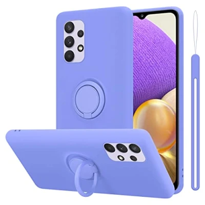 Abbildung von Cadorabo Hülle kompatibel mit Samsung Galaxy A33 5G Schutzhülle TPU Silikon Case Liquid Design Ring Slim Kratzfest Liquidsilikon Microfaser für in Lila