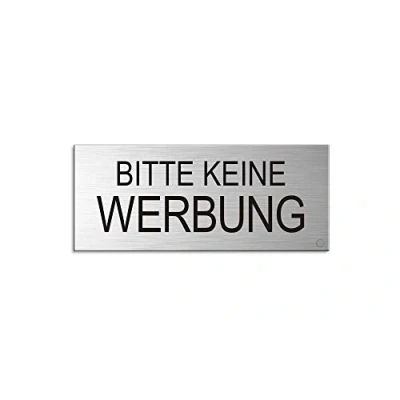Abbildung von OFFORM DESIGN Hinweisschild Bitte keine Werbung Schild Briefkastenschild 60x25 mm Aluminium