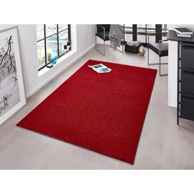 Abbildung von Hanse Home Pure Teppich Wohnzimmerteppich dichter Kurzflor Robust Schlafzimmerteppich einfarbig Modern für Esszimmer, Wohnzimmer, Kinderzimmer, Flur, Schlafzimmer, Küche Rot, 160x240cm