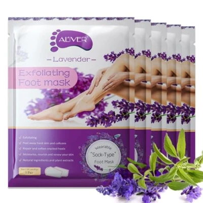 Abbildung von ALIVER Fußmaske Fußpflege Anti Hornhaut Socken Lavendel Aliver, 5 tlg.,