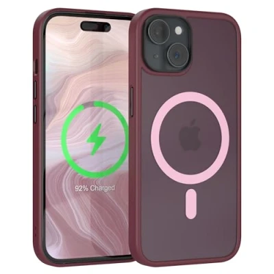 Abbildung von EAZY CASE Ultra Schutz Outdoor Hülle kompatibel mit iPhone 15 Qi Charging, hochwertige Schutzhülle Aufprallschutz, Stoßfest, Kratzfest, Handyhülle Kameraschutz, Beere