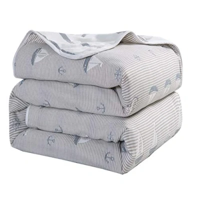 Abbildung von Hayisugal Kuscheldecke Babydecke Kinder Decke 100% Baumwolle, 6 Schichten, Wohndecke Sofadecke, extra weich, Kinderwagen Einschlagdecke Tagesdecke, Segeln, 150 x 200cm