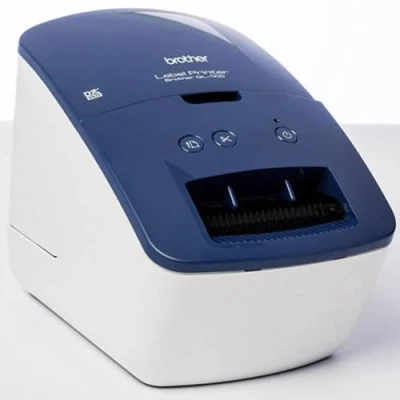 Abbildung von Brother QL 600B Blau Etikettendrucker (USB Schnittstelle, Barcodedruck, automatische Schneideeinheit)