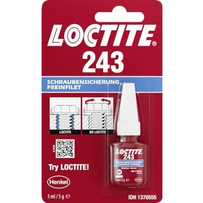 Abbildung von LOCTITE Schraubensicherung 243, Schraubenkleber für die Sicherung von Schrauben, mittelfestes Schraubensicherungsmittel Metallgewinde, Flüssigkleber z. B. Pumpen, 1x5ml