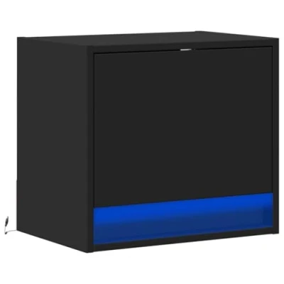 Abbildung von vidaXL Wand Nachttisch, Nachtschrank mit LED Leuchten Wandmontage, Nachtkommode Stauraum Hängend, Nachtkonsole Wandschrank für Schlafzimmer, Schwarz