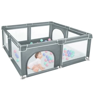Abbildung von Laufgitter für Babys, 180 x 150 66 cm, Zaun kleiner Laufstall, modular, die Wohnung, Sicherheitszaun mit Sicherheitstür, rutschfeste Unterseite, weiches